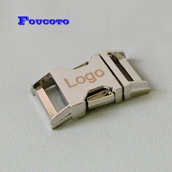 

100pcs Engrave logo ID metal buckle custom clip clasp hook DIY dog collar paracord backpack handmade sewing accessory zinc alloy