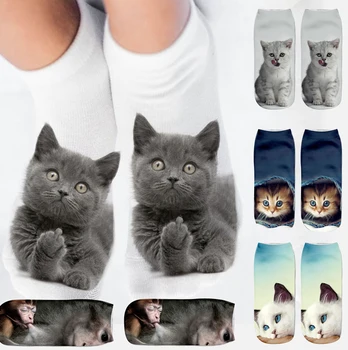 

Cartoon Cat Sock 3D Cat Printed Cotton Anklet Socks Low Cut Sports Sock Cute Designer Women Girl Casual Socks