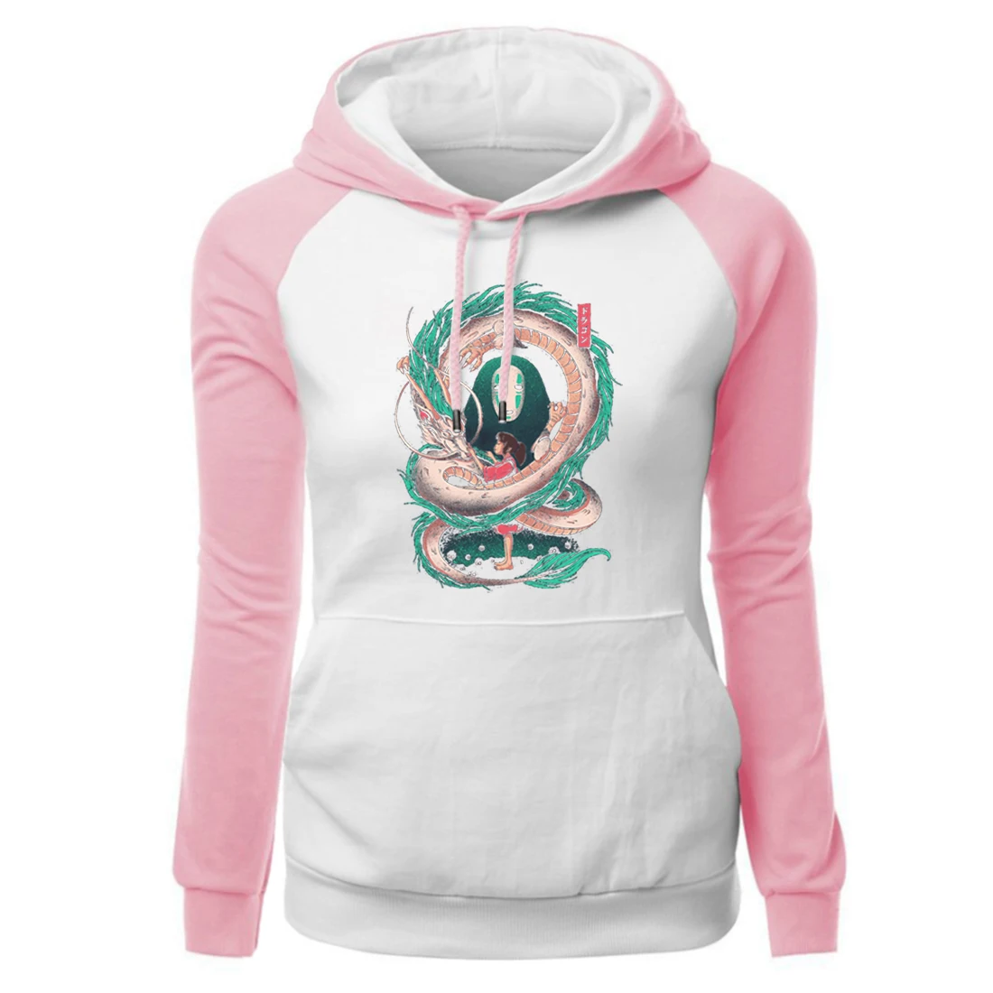 

Japanese Anime Cartoon Print Raglan Hoodies Women's Fashion Winter Fleece Warm Long Sleeve Sweatshirts Casual Loose Pullover