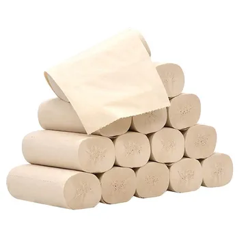 

14pcs Roll Paper Tissue Paper Roll 4 Layer Thickened Household Paper Made Of Bamboo Pulp 11.5cm X 13.0cm Essentials Of Life