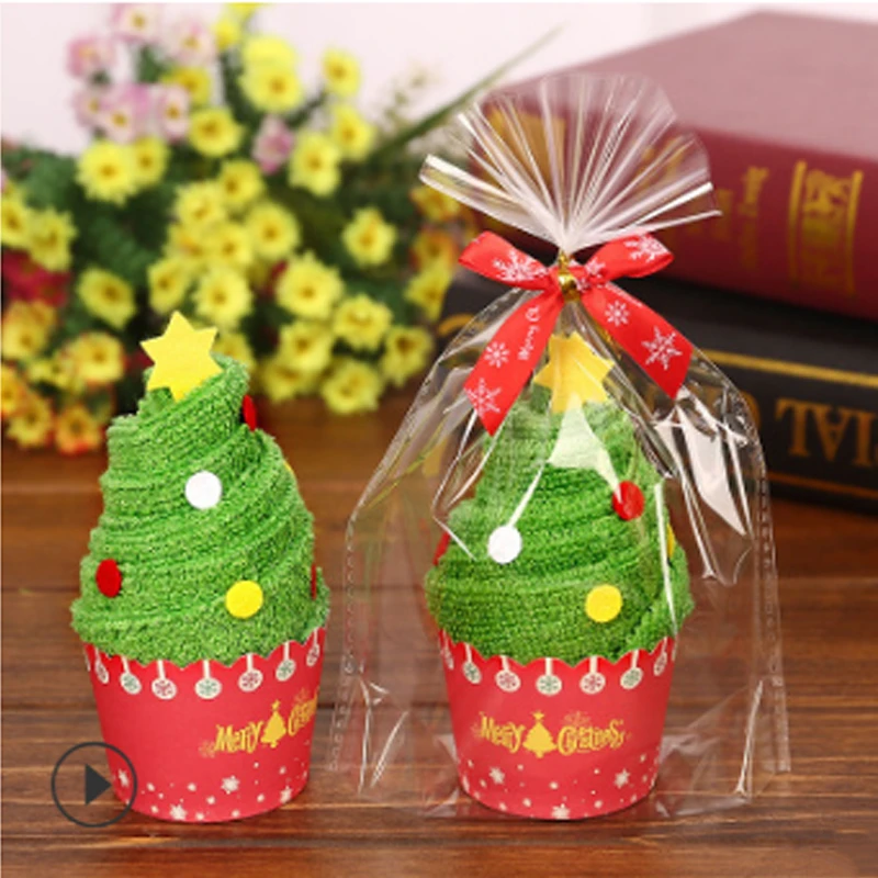 Christmas Tree Рождественское полотенце креативный Санта Клаус Снеговик Рождественская елка хлопок супер мягкое полотенце вечерние Декор подарок милые для торта форма дизайн - Цвет: Christmas Tree