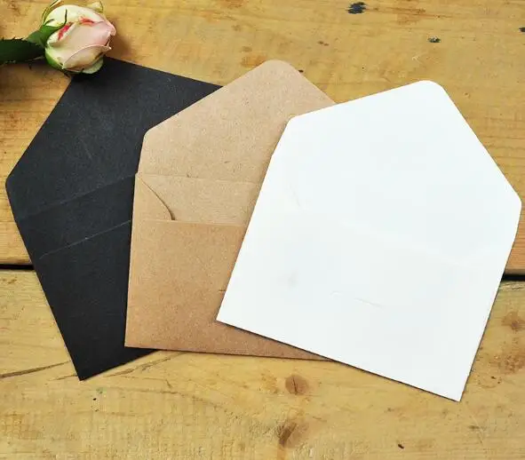 

200pcs Classical White Black Kraft Blank Mini Paper Window Envelopes Wedding Invitation Envelope Gift Envelope