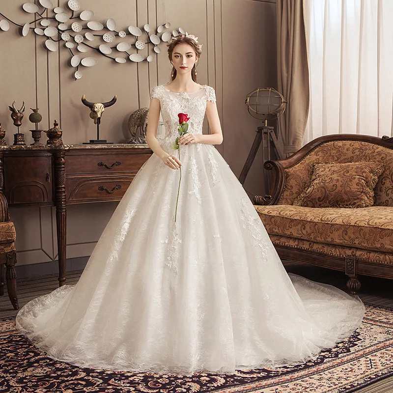 2019 AliExpress свадебное платье со шлейфом до пола для невесты оптовая