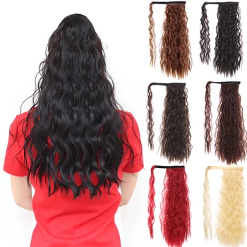 

DIANQI 24 inch Long Wavy Synthetic Ponytail Wig Clip on Hair Extensions Ponytail Hair Piece fo Women
