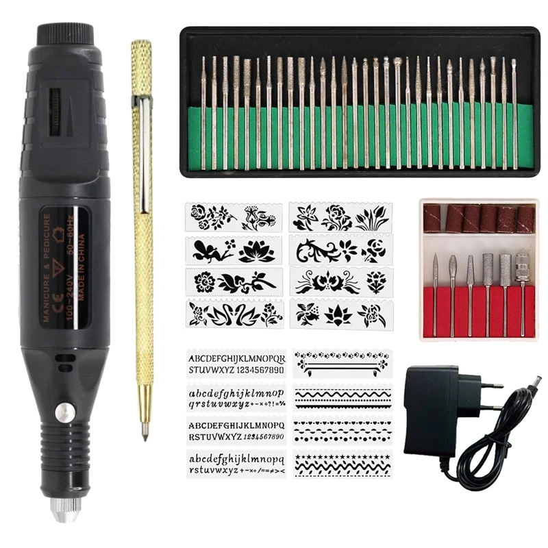 Electric Micro-Engraving Pen Mini Diy Vibro Engraving Tool Kit Metal Glass Ceramic Plastic Wood Jewelry with Stapler Etcher 30 B wood pellet press