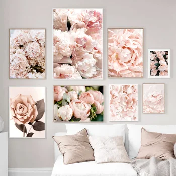 

Wall Art Canvas Painting Rose Peony Carnation Hydrangea Flowers Nordic Posters And Prints Wall Pictures For Living Room Decor