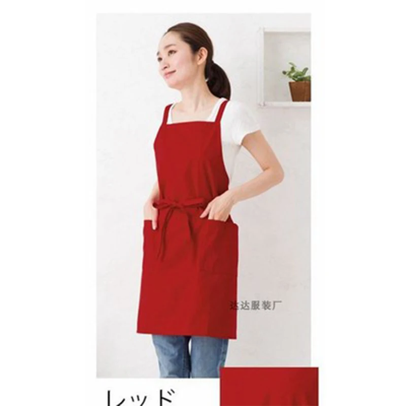 Pure Color Cooking Kitchen Apron for Woman Men Chef Waiter Cafe Shop BBQ Hairdresser Aprons Bibs Kitchen Accessory Print Logo - Color: 6
