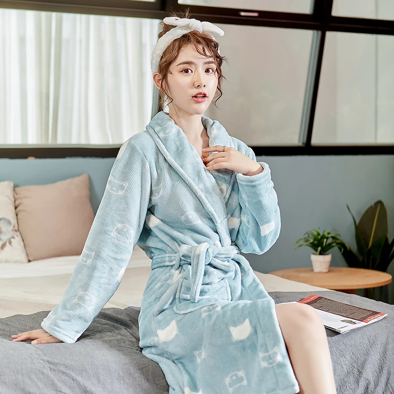 

Ladies and Men Long Bathrobe Women flower Flannel Kimono Bath Robe Bridal Wedding Bridesmaid Robes Dressing Gown Peignoir Badjas
