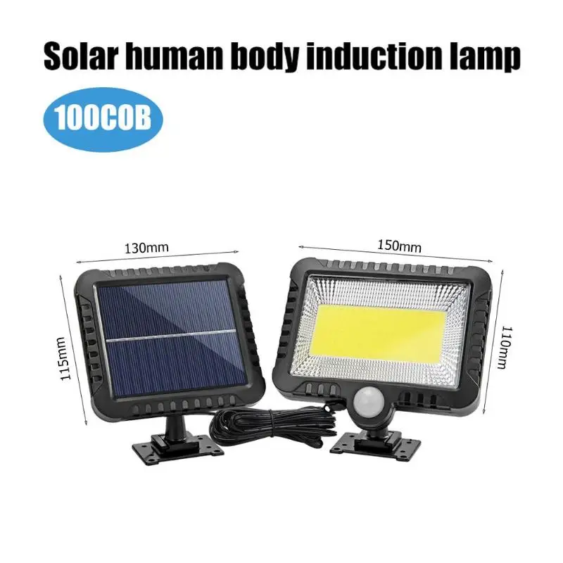 56/100/120LED COB солнечный светильник Открытый датчик движения настенный светильник водонепроницаемый садовый светильник Точечный светильник s аварийный уличный светильник безопасности - Испускаемый цвет: 100LED A