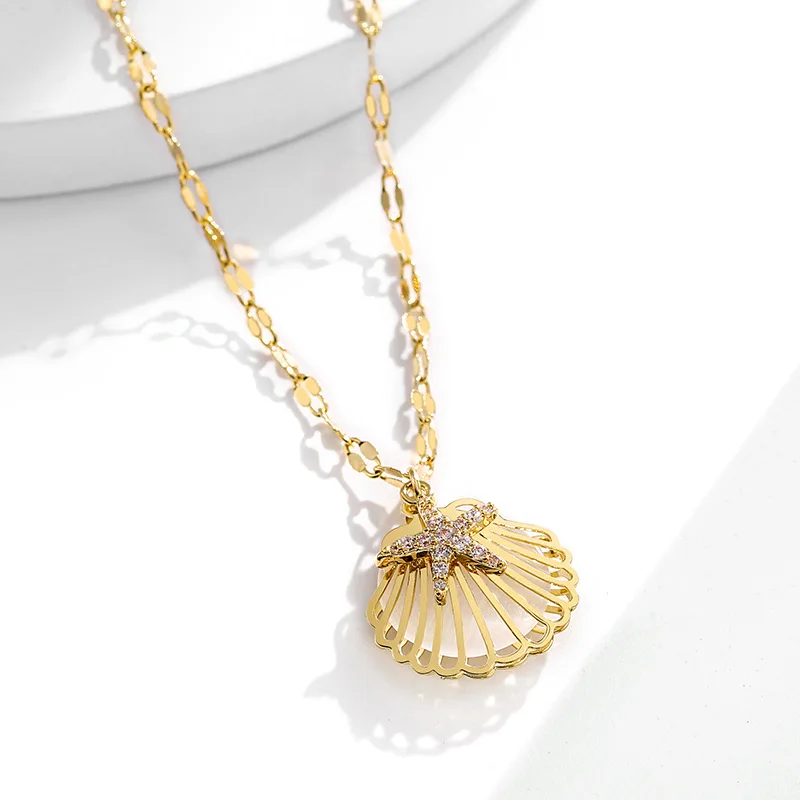 New Starfish Shell Creative Atmosphere Trend  Women Necklace Korean Short Net Red Temperament Clavicle Chain