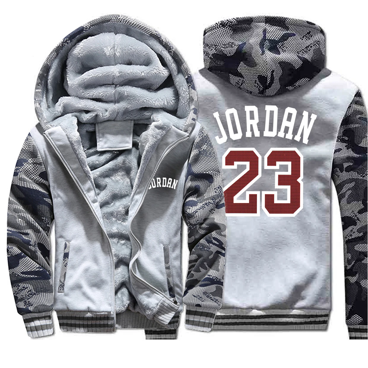 Light Gray Мужские толстовки с капюшоном Jordan 23, модная уличная одежда, камуфляжная плотная куртка, осенне-зимняя толстовка с капюшоном, мужские пальто - Цвет: Light Gray