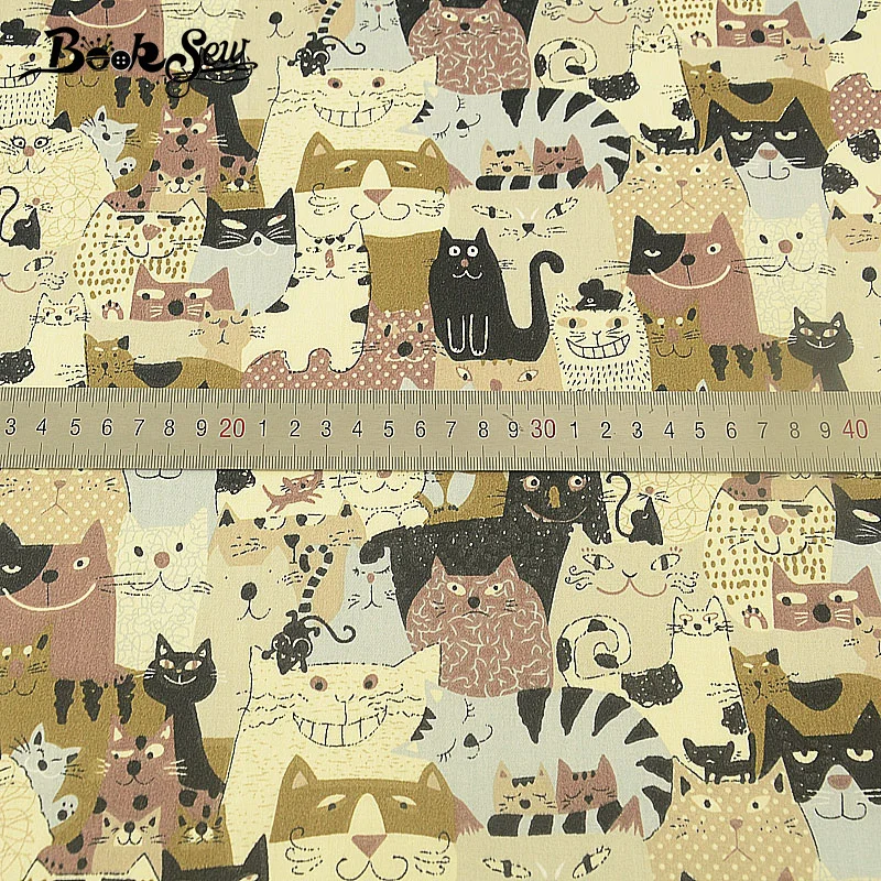 Booksew хлопок саржевая Ткань для шитья домашний текстиль швейная ткань Жир четверть DIY кукла подушка пэчворк милый кот дизайн животных