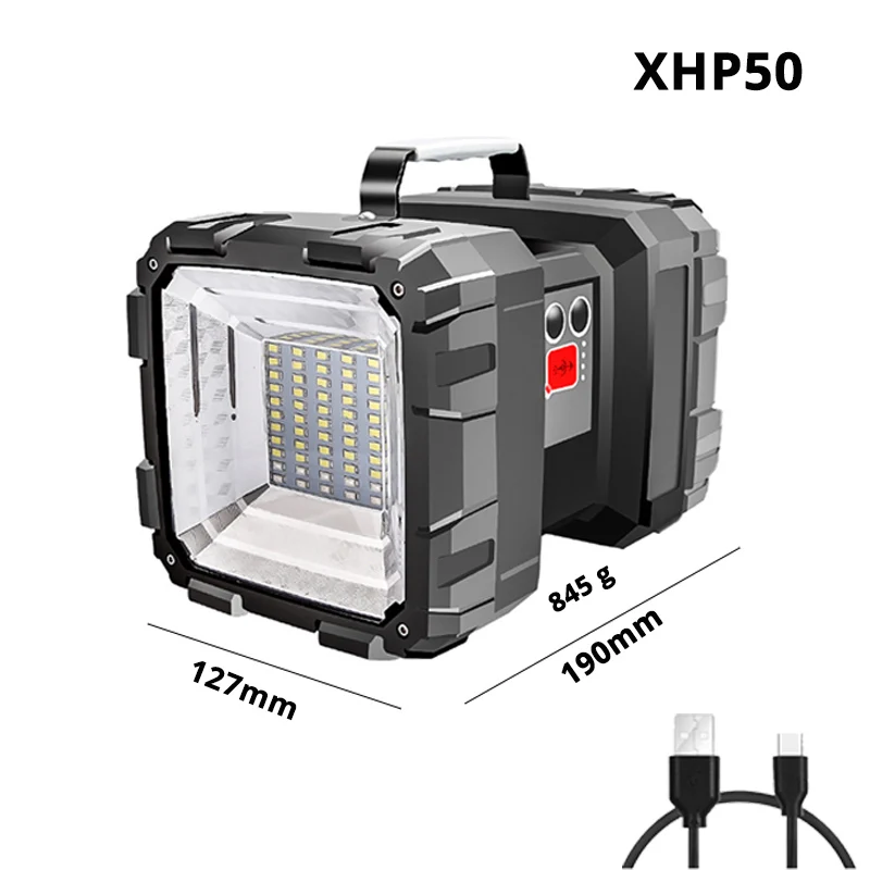 XHP 50 Супер яркий XHP70.2 светодиодный поисковый светильник с двойной головкой светодиодный светильник-вспышка с USB входом и функцией выхода светильник для кемпинга Предупреждение льная лампа - Испускаемый цвет: XHP 50