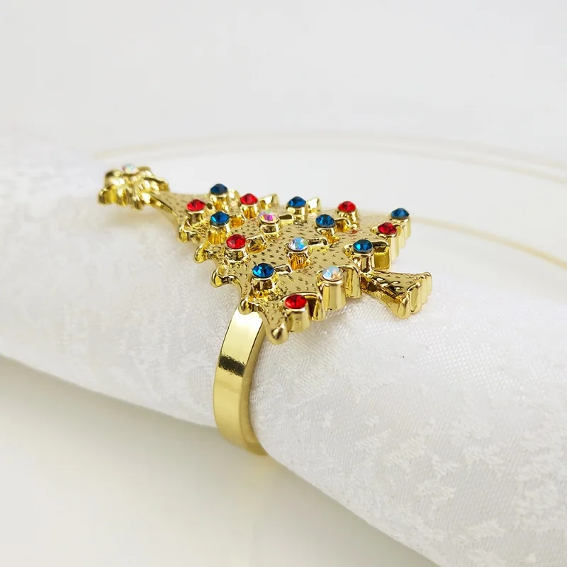 Кольцо для салфеток с рождественской елкой, стразы, держатель для бумажных полотенец, декоративный обруч