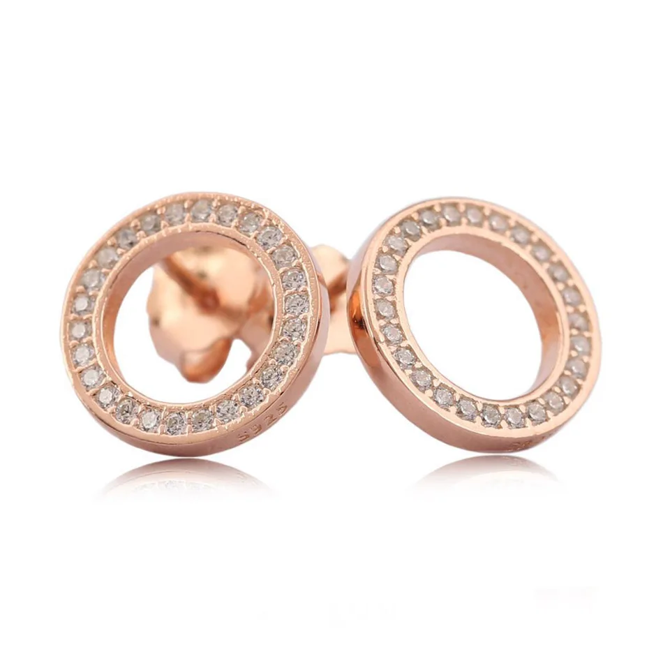 925 пробы, серебряные, розовые, сверкающие, круглые, навсегда, с кристаллами, серьги-гвоздики для женщин, для свадебной вечеринки, подходят для девушек, ювелирные изделия