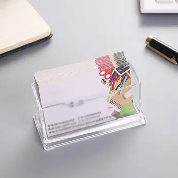

Portable Clear Desk Shelf Box Storage Display Stand Acrylic Plastic Transparent Desktop Business Card Holder for office