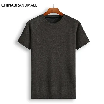 

Men Plus Fat Plus Size Round Neck Short Sleeve Sweater Male Fat Man Printing Knitting Backing Shirt Male Short Sleeve