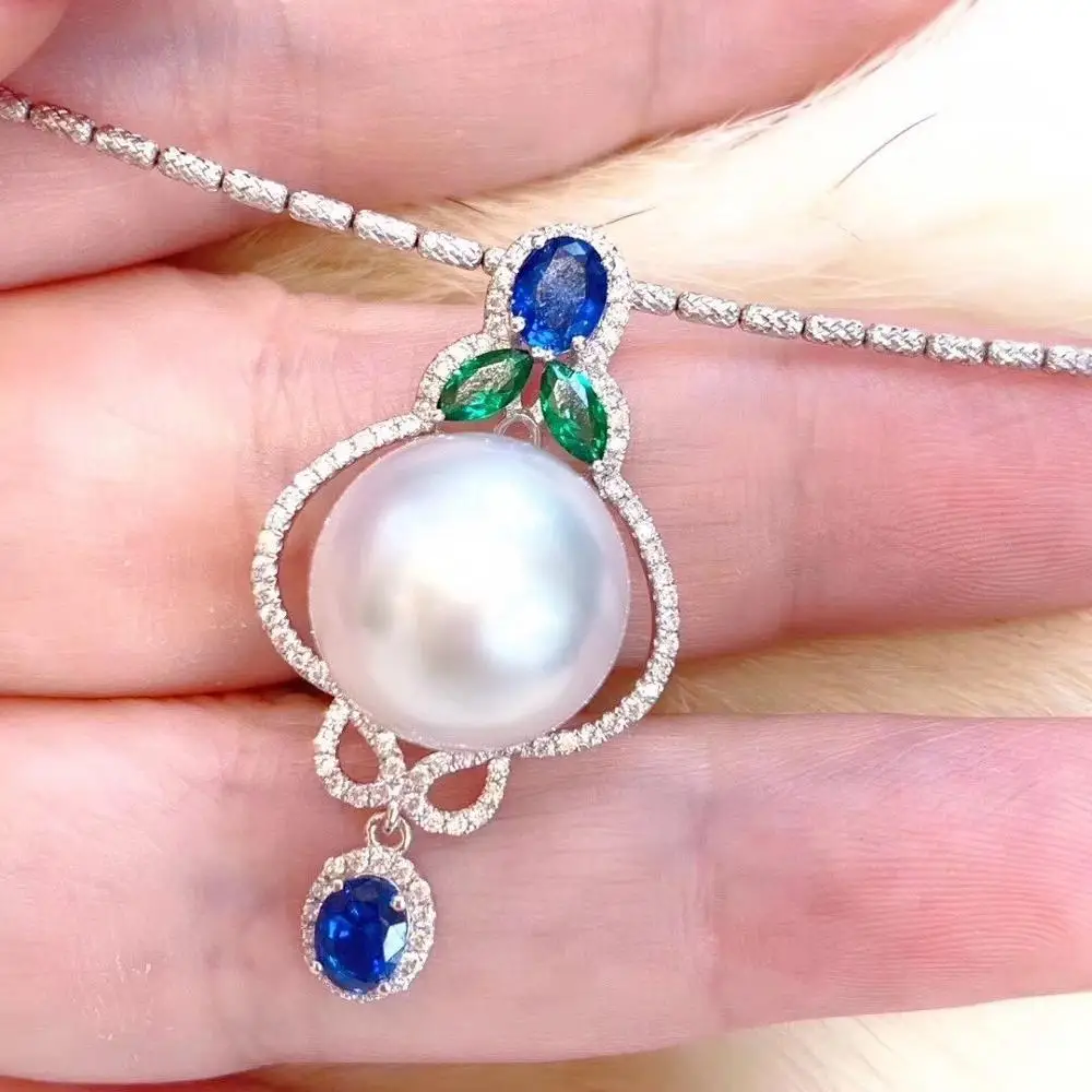 D327 Pearl Pendant Fine Jewelry 925 Sterling Silver Natural 12 13mm