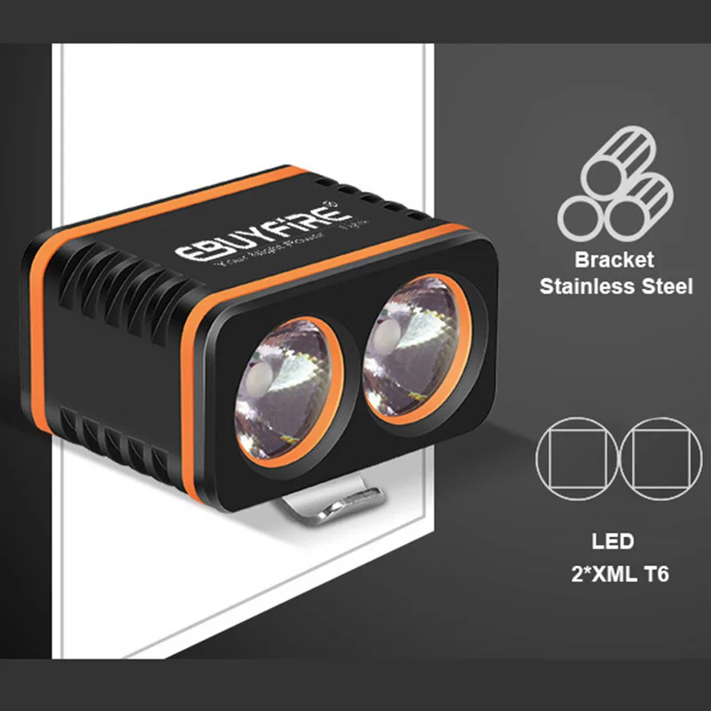 EBUYFIRE D02 USB Bicycle light 2xT6 800LM 4mode LED Bike Usb HeadLight With 2*Orings(NOT Including Battery