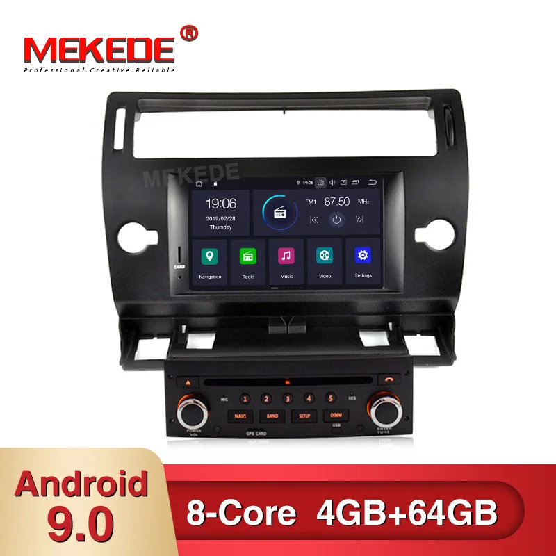 Mekede HD 4+ 64G PX5 Android 9,0 автомобильный dvd-плеер для CITROEN C4 1024*600 автомобильный dvd НАВИГАЦИЯ Радио Аудио Видео плеер автомобиля