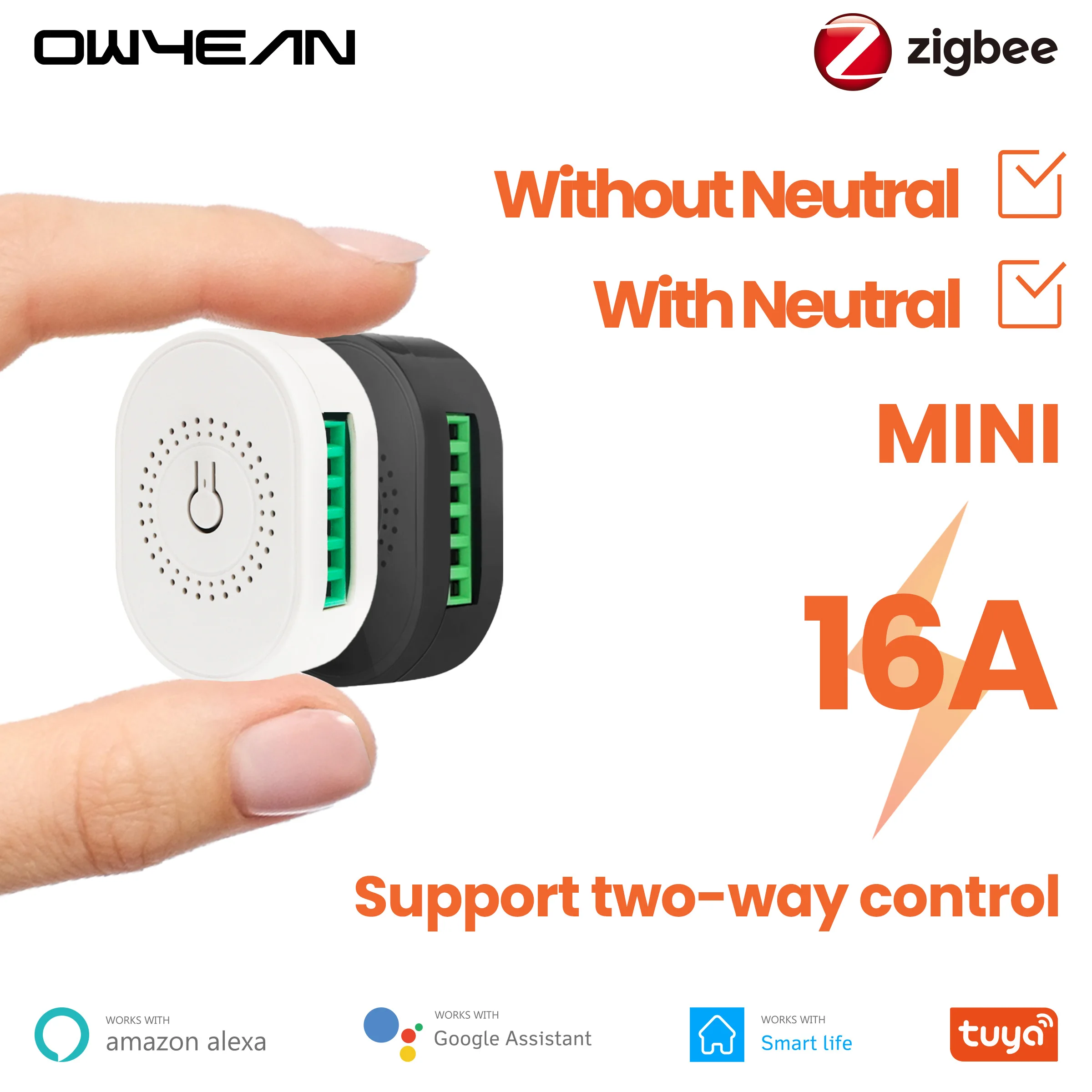 Мини-выключатель Tuya Smart ZigBee 3 0 16 А с или без нейтрального провода | Электроника