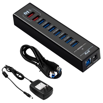 

STW USB3.0 Hub, with 12V US-Standard Power Adapter, Fast Charging Extender 9-Port USB Splitter(US Plug)