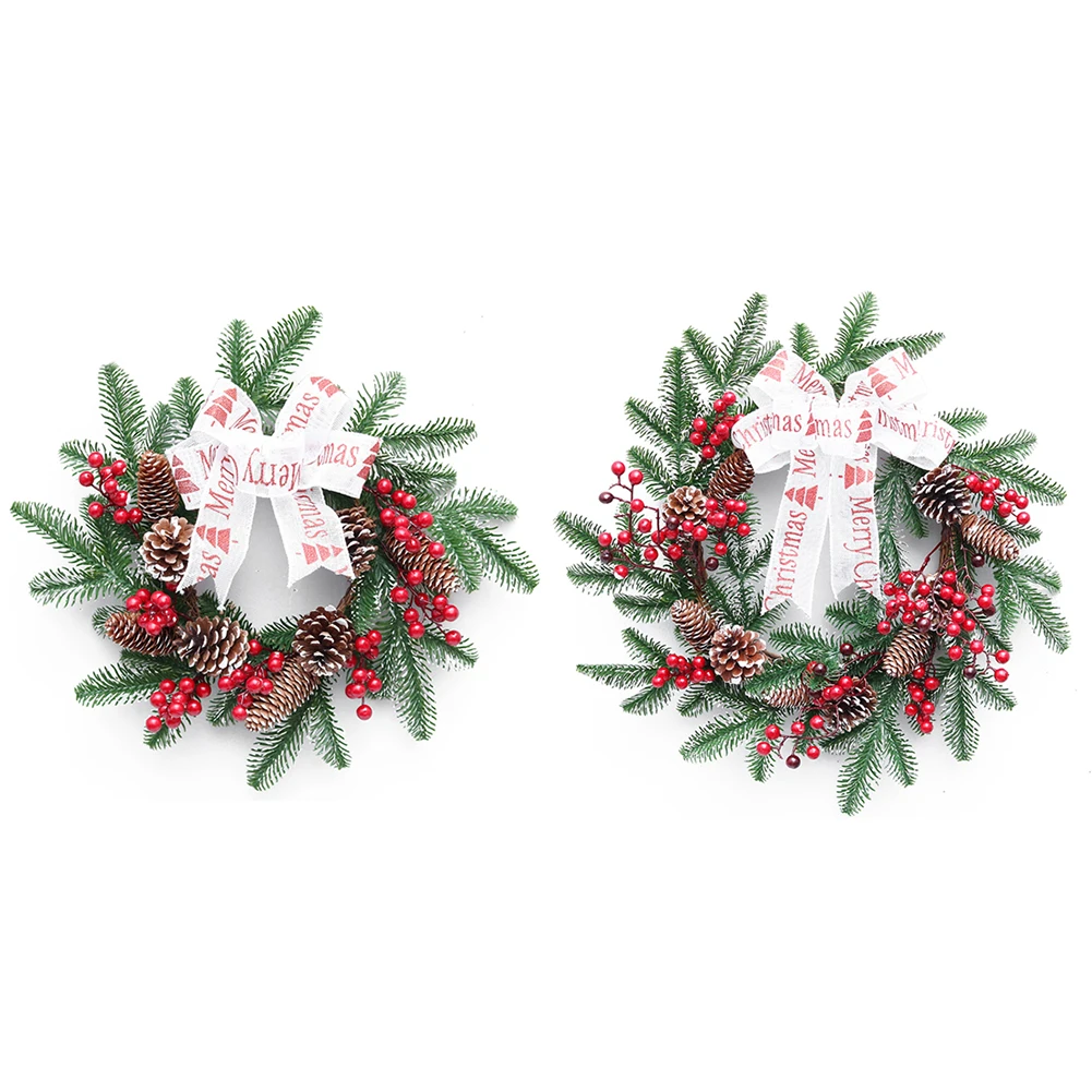 40/50cm Christmas Wreath Handmade Rattan Pendant Garland Shopping Mall Christmas Tree Door Decoration Wreath 1pc