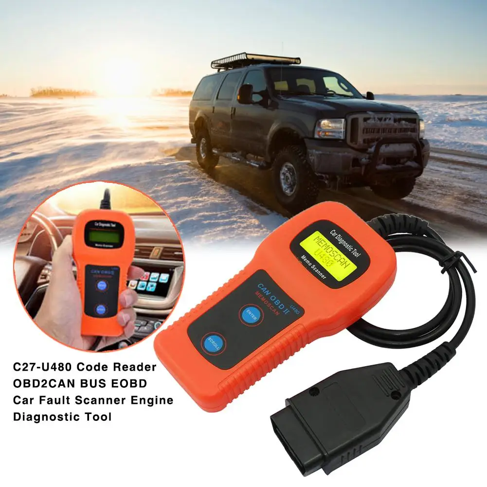 C27-U480 читатель кода OBD2CAN автобус Автомобильная Марка EOBD сканер неисправностей диагностическое приспособление для двигателя Подсветка ЖК-экрана Дисплей Авто диагностический сканер