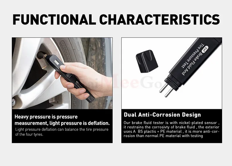 Auto Brake Fluid tester & Tire pressure 2in1 tester Digital tyre pressure meter guage test Driving Safety OBD2 Diagnostic tool (4)