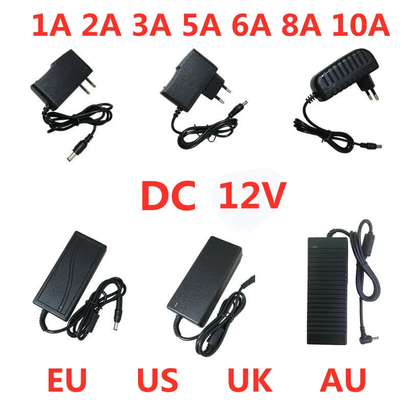 Ac 100V-240V Dc 12 V 1A 2A 3A 5A 6A 8A 10A Adattatore Di Alimentazione 12 V Volt Trasformatore Di Illuminazione Convertitore Per Cctv A Led