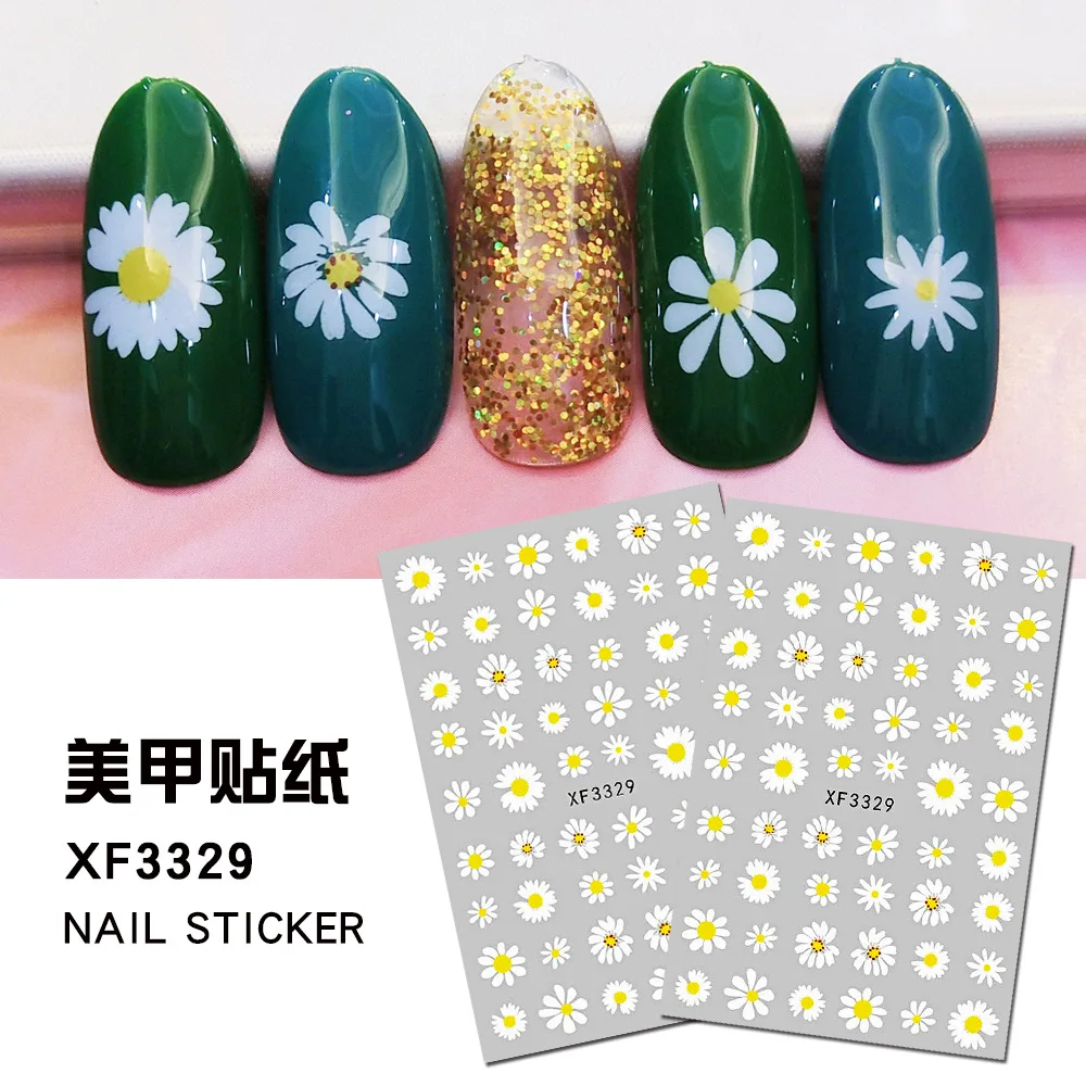 

2020 latest nail stickers small daisy spring and summer photo flowers series nail stickers
