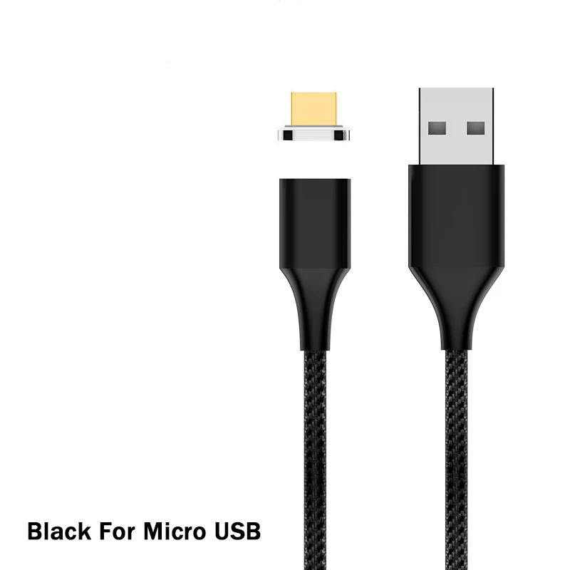 Black For micro Магнитный кабель 3A Быстрая зарядка для iPhone Xiaomi samsung Android мобильный телефон магнит зарядное устройство type C Micro USB кабель для передачи данных - Цвет: Black For micro