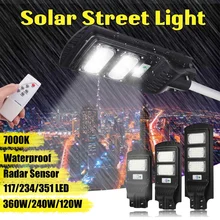 Smuxi 25000LM 120W/240W/360W Solar Street Light 117/234/351 LED Outdoor Lighting Security Lamp Motion Sensor Remote control IP65