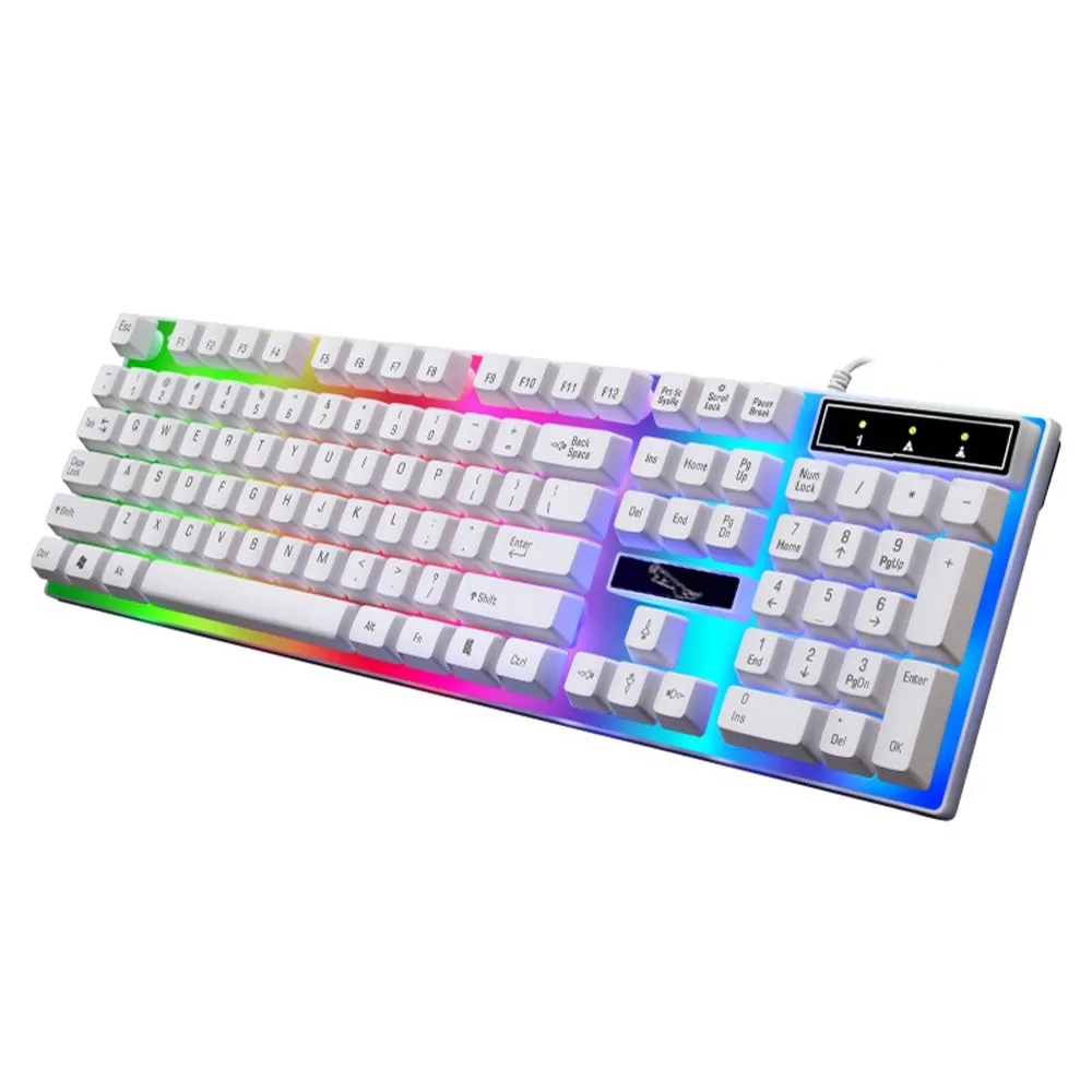 G21 светодиодный игровой набор с подсветкой цвета радуги, USB Проводная клавиатура, мышь, противоскользящий водонепроницаемый цвет радуги для Windows