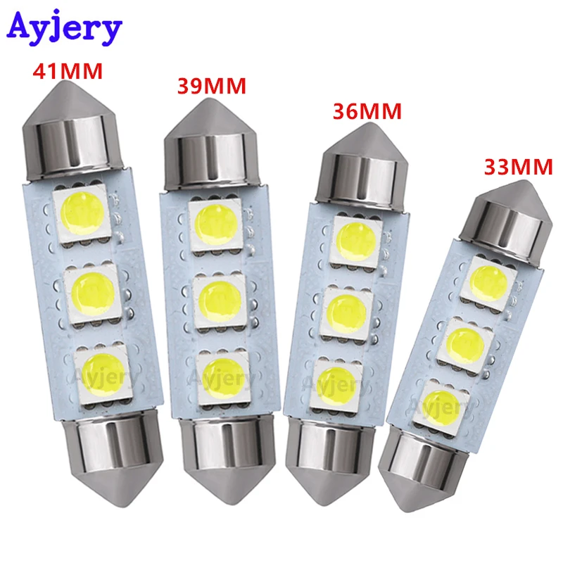 Ayjery 200 шт. C5W купол с фестонами 5050 SMD 3 светодиодный 36 мм/39 мм/41 мм авто интерьер дверная Лампа Белая табличка с регистрационным номером свет светодиодный лампы 12V