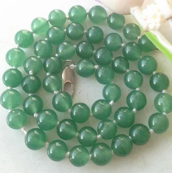 

Hot AA Natural 8mm round green jades Necklace 18'' natural Luxury Ms. girl Wedding Jewelry