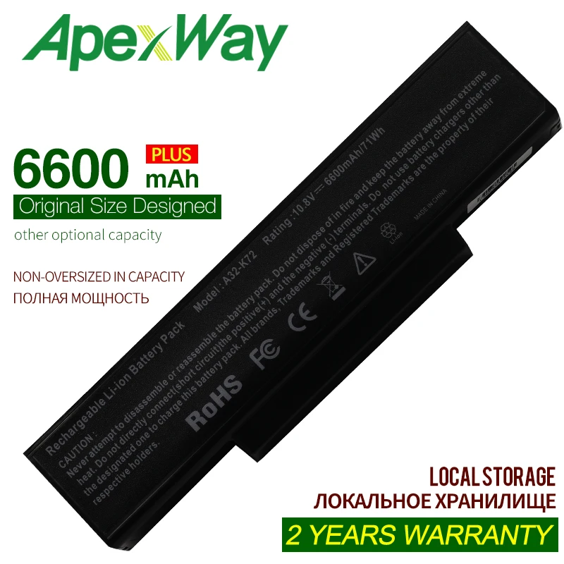9cell 11 1 v 6600mAh аккумулятор для ноутбука ASUS N71 N71J N71JA N71JQ 70-NX01B1000Z 70-NXH1B1000Z N71JV N71V N71VG A32-K72 |