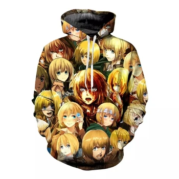 

Attack on Titan 3D Hoodie pullover cartoon Men Women Sweatshirts Fall Print Anime Attack on Titan Hooded Clothing plus size AV-1
