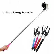 20 шт./лот, селфи палка с длинной ручкой, телескопическая камера, универсальный монопод с Проводным Приводом для iPhone, samsung, Xiaomi, Nokia