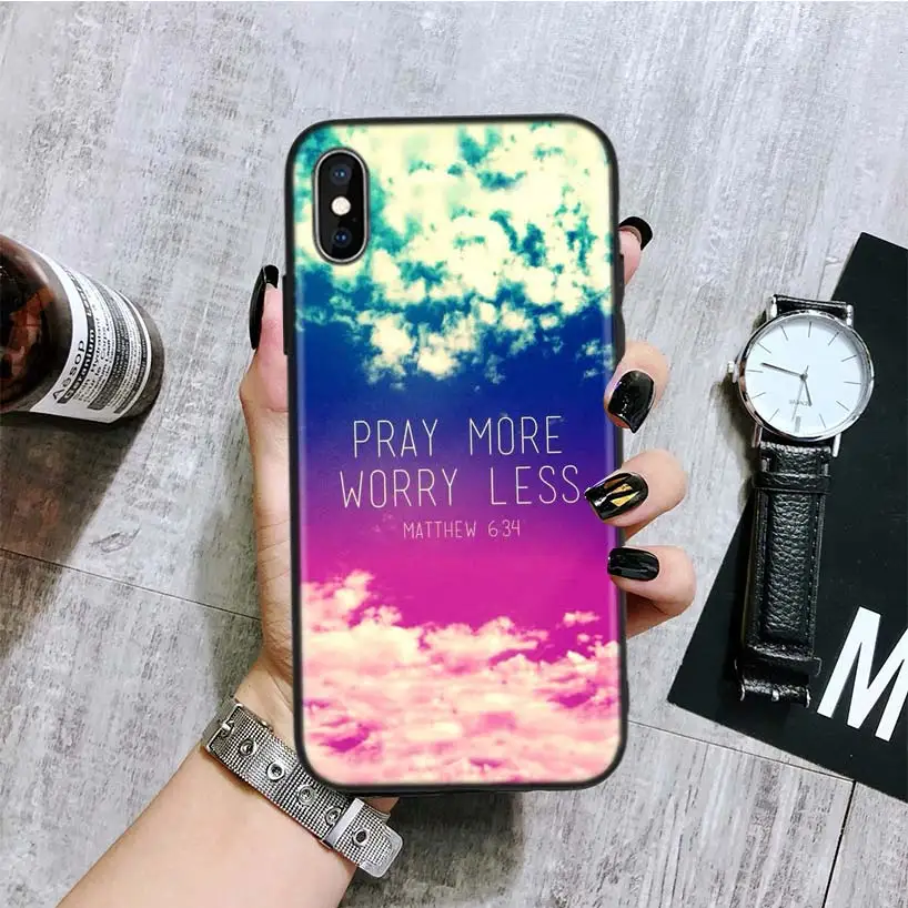Черный чехол с божьей молитва НАД ИИСУСОМ для iPhone 11 Pro XS MAX XR 7 8 6 6S Plus X 10 Ten 5 5S SE, задняя крышка для телефона