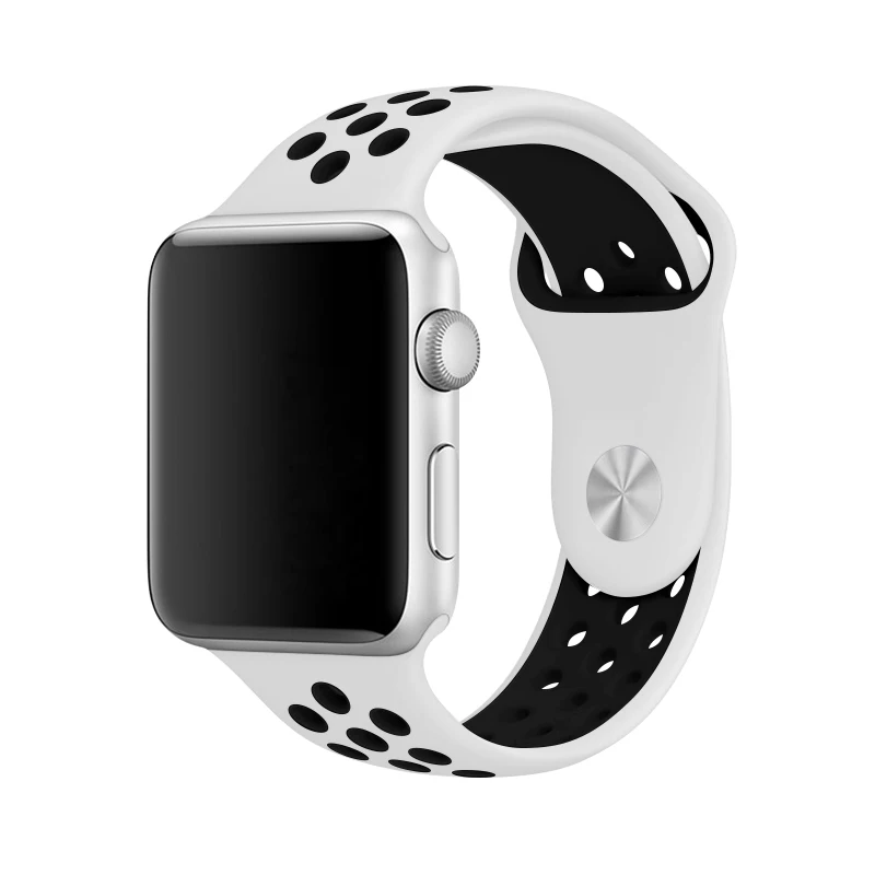 Силиконовые полосы спортивный ремешок для Apple Watch Series 5 4 серия Nike 40 мм 44 мм черный розовый браслет 38 мм 42 мм для Iwatch Series 3 - Цвет ремешка: White with black