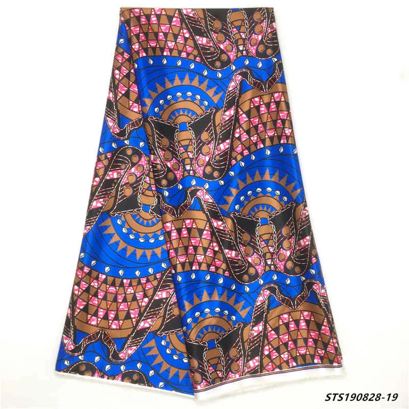 Mr. Z ИМИТИРОВАННАЯ шелковая ткань Африканский принт ткань нигерийская Анкара Африканские Восковые принты для вечерние 5 ярдов для ткани - Цвет: ST190828-19