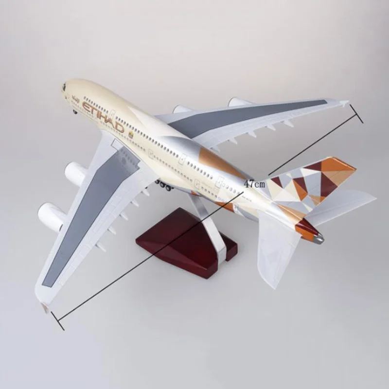 50,5 см камуфляжная модель самолета 1/160 масштаб самолет A380 Airbus ETIHAD авиакомпания W свет и колеса литой под давлением пластиковый самолет игрушка подарок