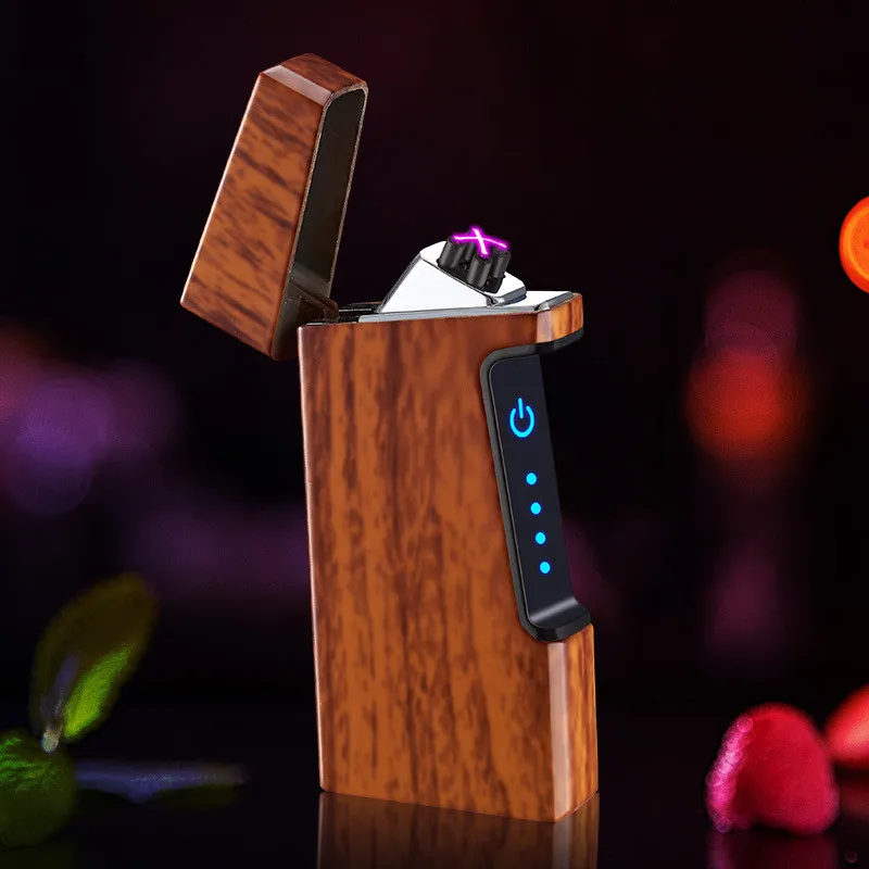 Зажигалка с двойной дугой металлическая зажигалка и USB зарядкой защитой от ветра