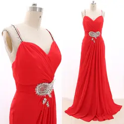 MACloth/красное платье трапециевидной формы длиной до пола, шифоновое платье для выпускного вечера с кристаллами, Размеры M 267553