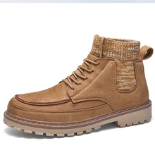 Мужская обувь; Ботинки martin; бархатная зимняя повседневная обувь в британском стиле; рабочие ботинки в стиле ретро; мужские рабочие ботинки в байкерском и армейском стиле