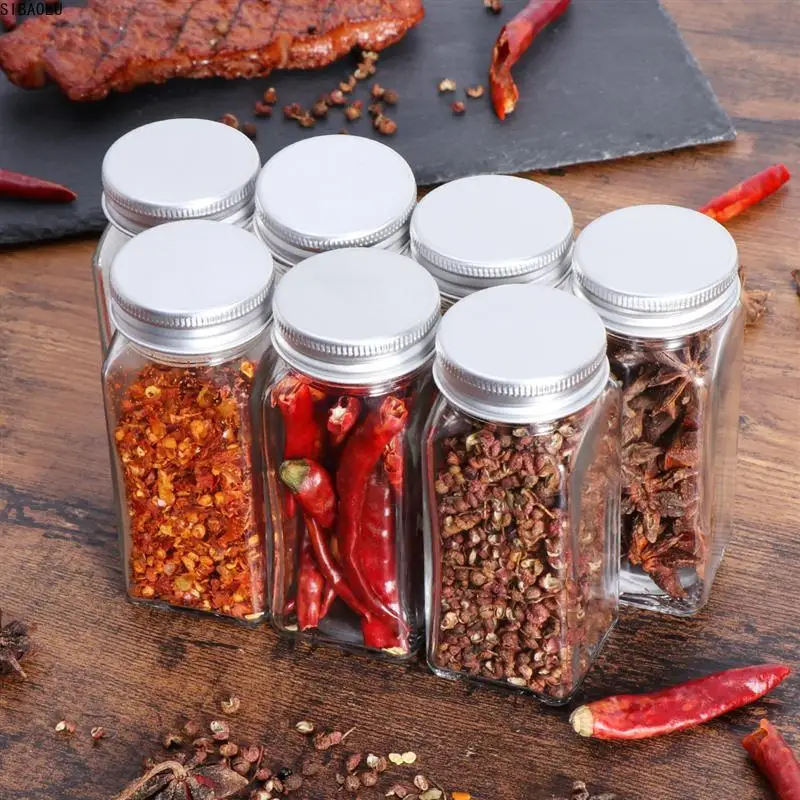 

12pcs Spice Jars Kitchen Organizer Storage Holder Container Glass Seasoning Bottles With Cover Lids Camping Condiment Containers