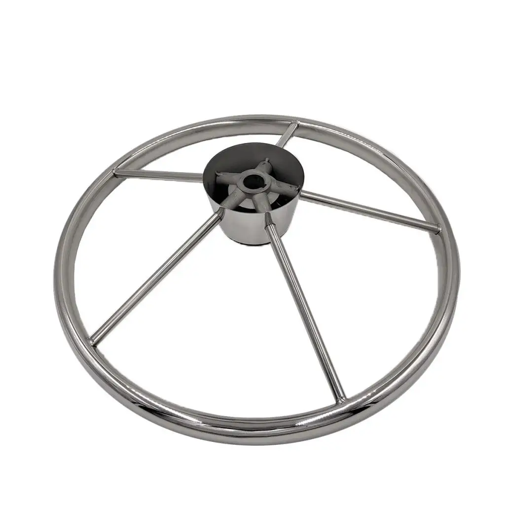 5-Spoke 13-1/2 Inch Stainless Steel Boat Steering Wheel for Marine Yacht Pontoon Boats Dinghy