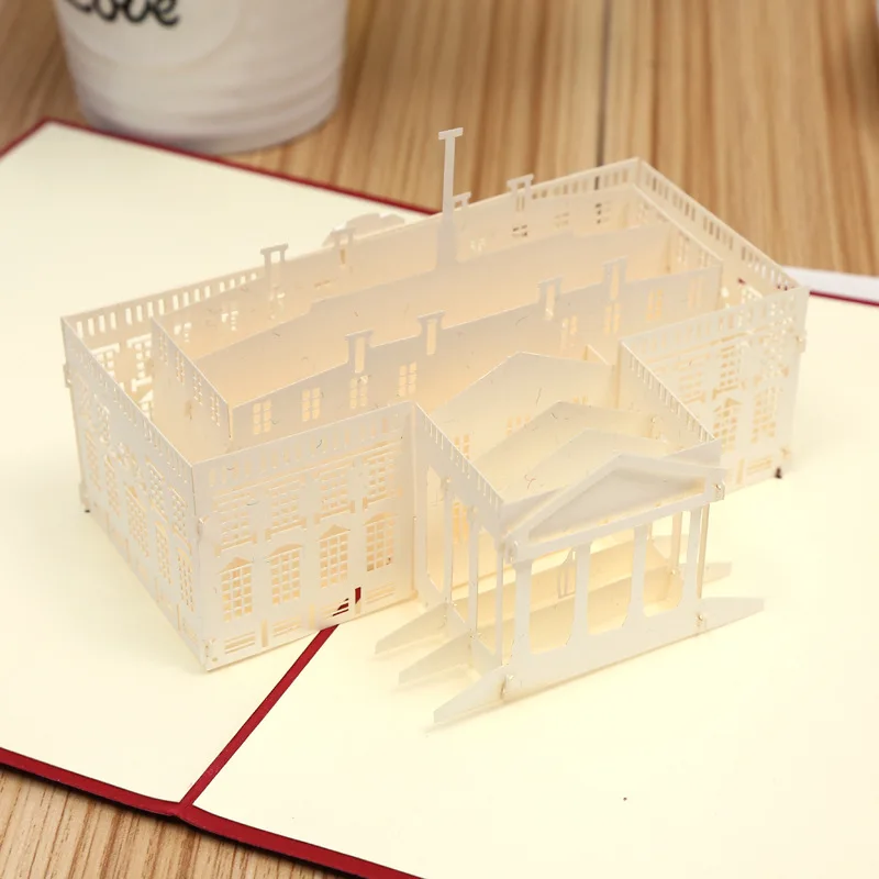 White House 3D всплывающие подарки карта всемирно известное здание День рождения поздравительные открытки архитектура Пригласительные открытки для бизнеса туристическая открытка - Цвет: White House