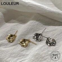 LouLeur, серьги-гвоздики с неправильным листом, Стерлинговое серебро 925, листья, простые золотые серьги для женщин, модные вечерние ювелирные изделия, подарки для девушек